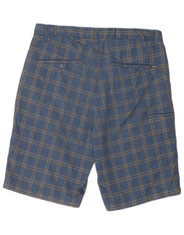 Męskie spodenki Chino Volcom W34, duże, niebieskie, poliestrowe w kratę