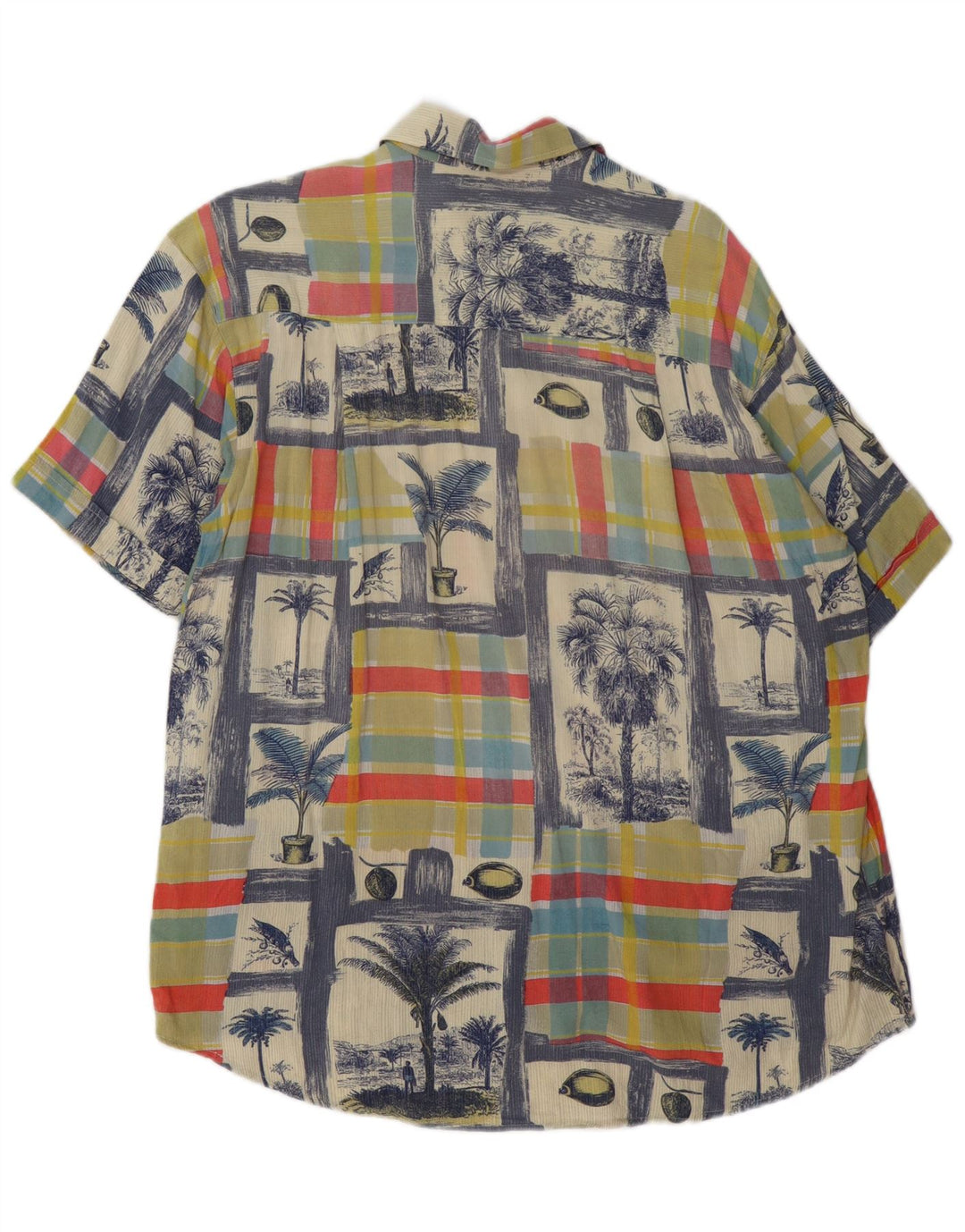 Koszula męska z krótkim rękawem w stylu vintage, duża, wielobarwna patchworkowa