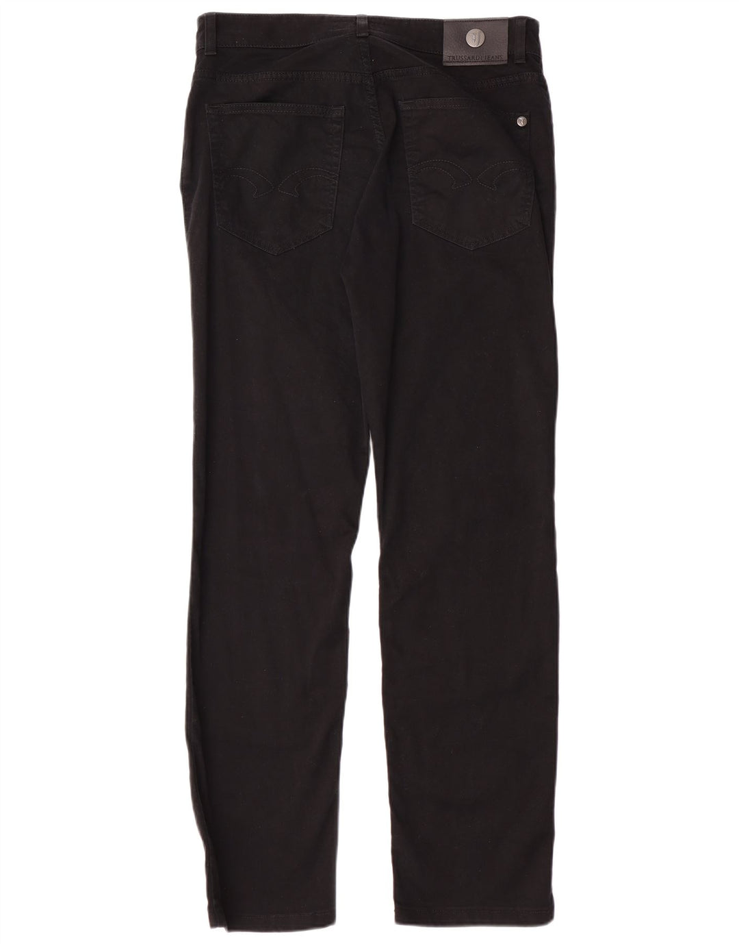 TRUSSARDI Mens Straight Casual Trousers W32 L30 Black Cotton