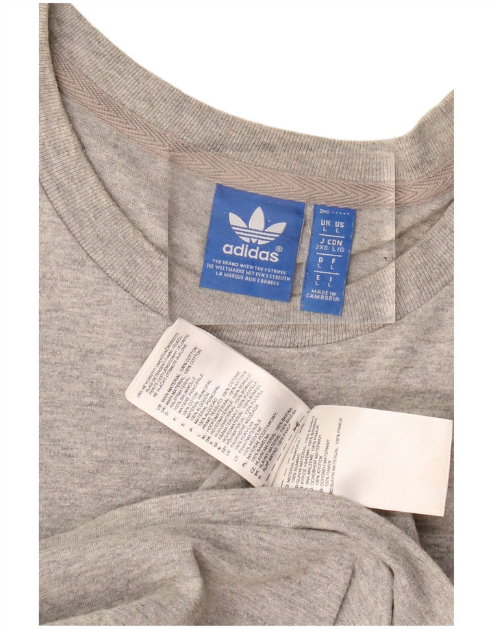 Męski T-shirt z grafiką ADIDAS, duży, szary, bawełniany