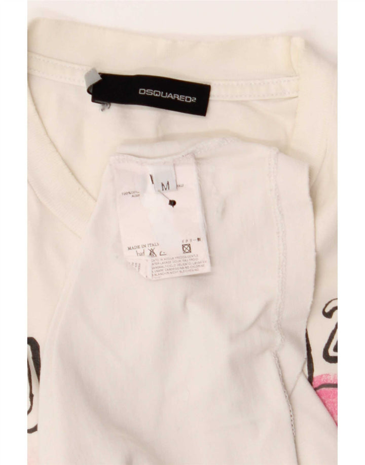Dsquared2 Męska koszulka z grafiką Top Medium White Cotton
