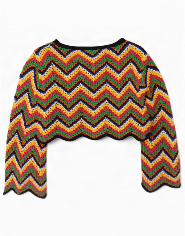 Damska bluzka oversize Zara Crop Top UK 10 Small Wielobarwny Chevron