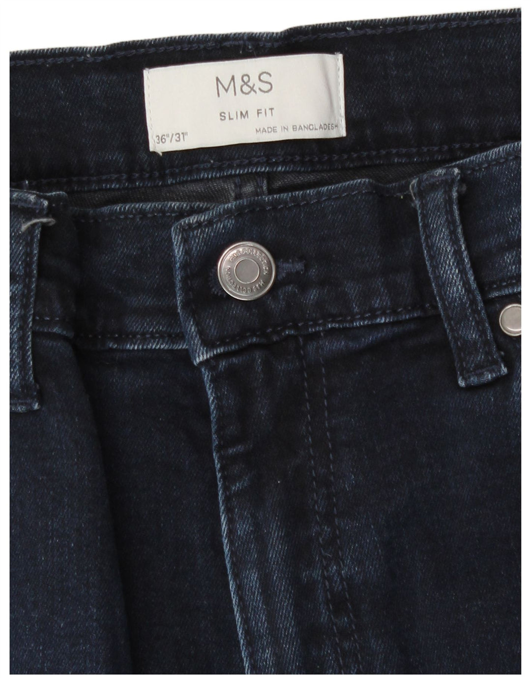 Marks & Spencer Męskie jeansy slim W36 L31 Granatowe, bawełniane