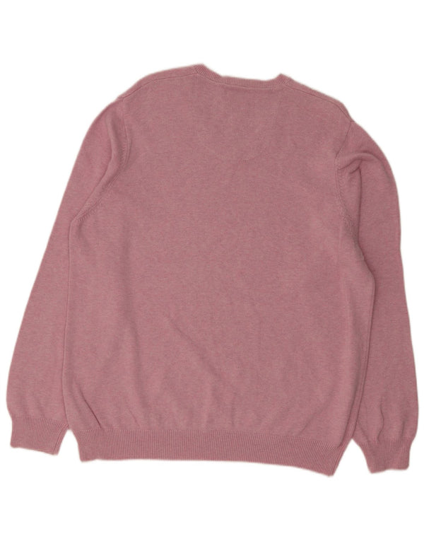 Marks & Spencer Męski sweter z dekoltem w kształcie litery V, XL, różowy, bawełniany
