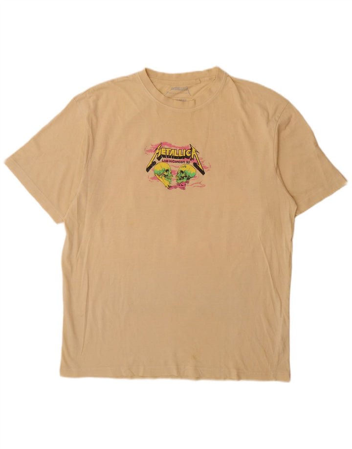 Męski T-shirt z grafiką Pull & Bear Metallica, średni żółty, bawełniany