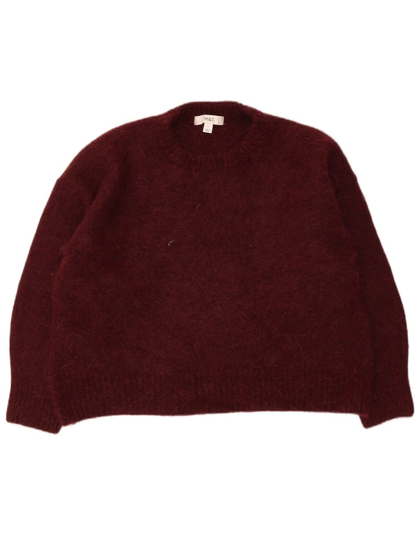 Marks & Spencer Damski sweter z okrągłym dekoltem, UK 16, duża, bordowa wełna