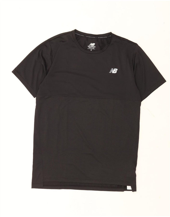 Męski T-shirt New Balance, mały, czarny poliester