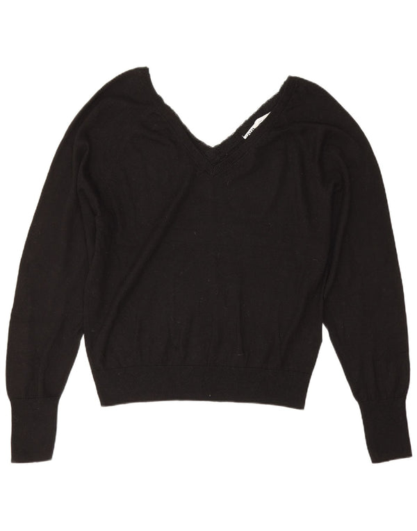 Sweter damski Zara z dekoltem w kształcie litery V UK 10 Small Black Lyocell