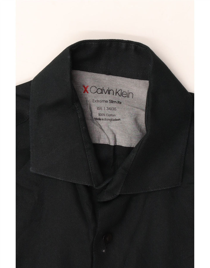 Męska koszula Calvin Klein Extra Slim Fit, rozmiar 15 1/2, średnia czarna bawełna