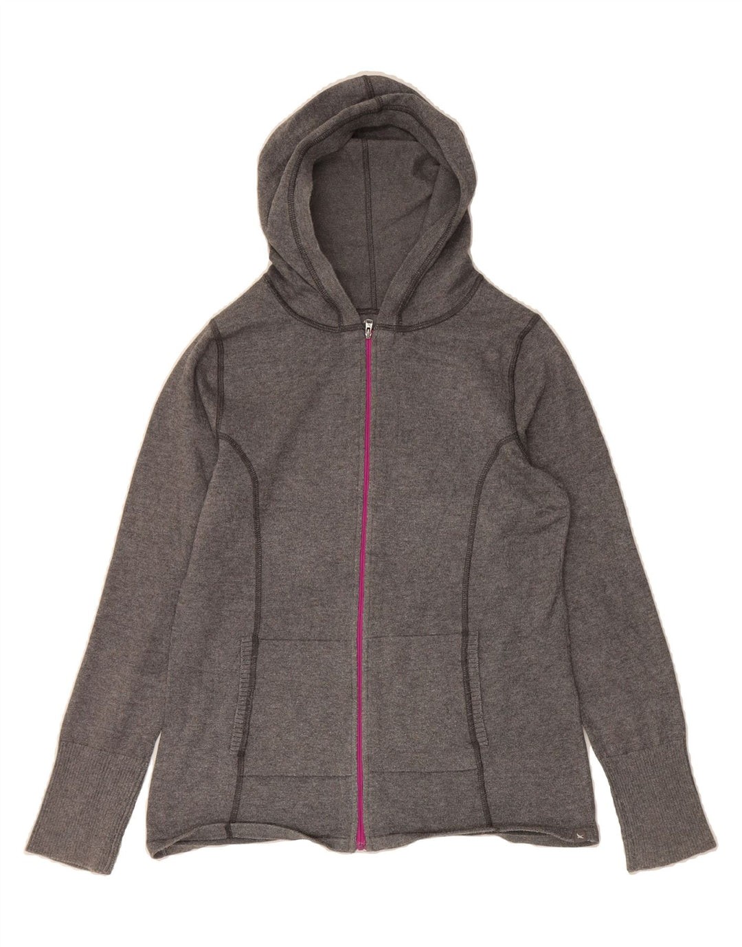EDDIE BAUER Womens Zip Hoodie Sweater UK 12 Medium Grey Polyester Vintage Eddie Bauer and Second-Hand Eddie Bauer from Messina Hembry 