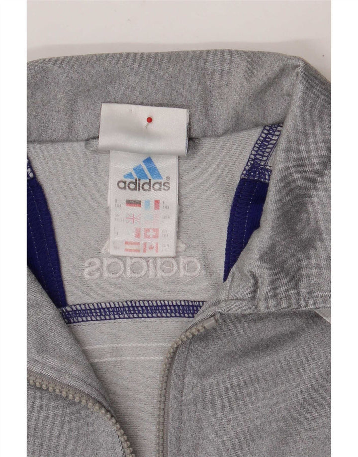 Adidas Boys Tracksuit Top Jacket 13-14 Years Grey Colourblock Polyester