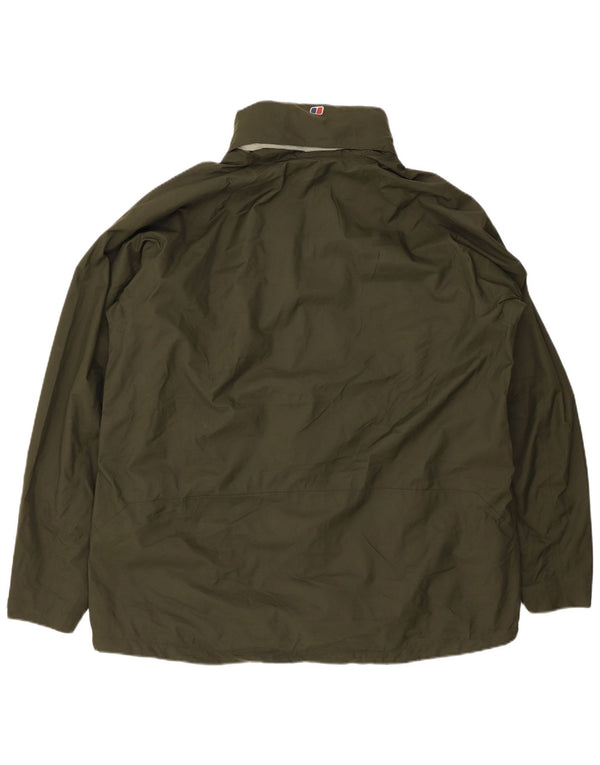 Męska kurtka przeciwdeszczowa BERGHAUS z kapturem UK 44 2XL Khaki Nylon