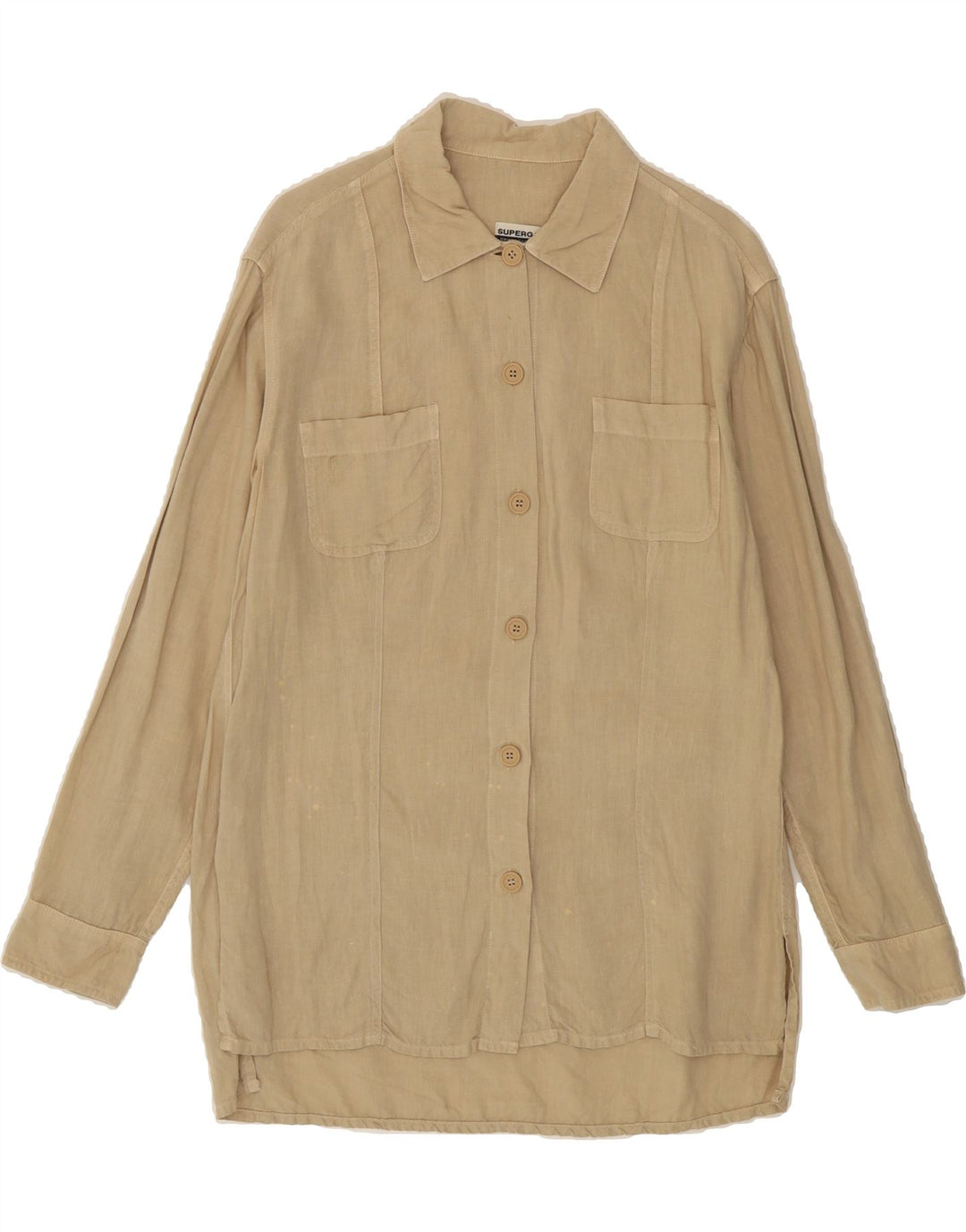 SUPERGA Womens Shirt Dress IT 44 Medium Beige Linen Vintage Superga and Second-Hand Superga from Messina Hembry 