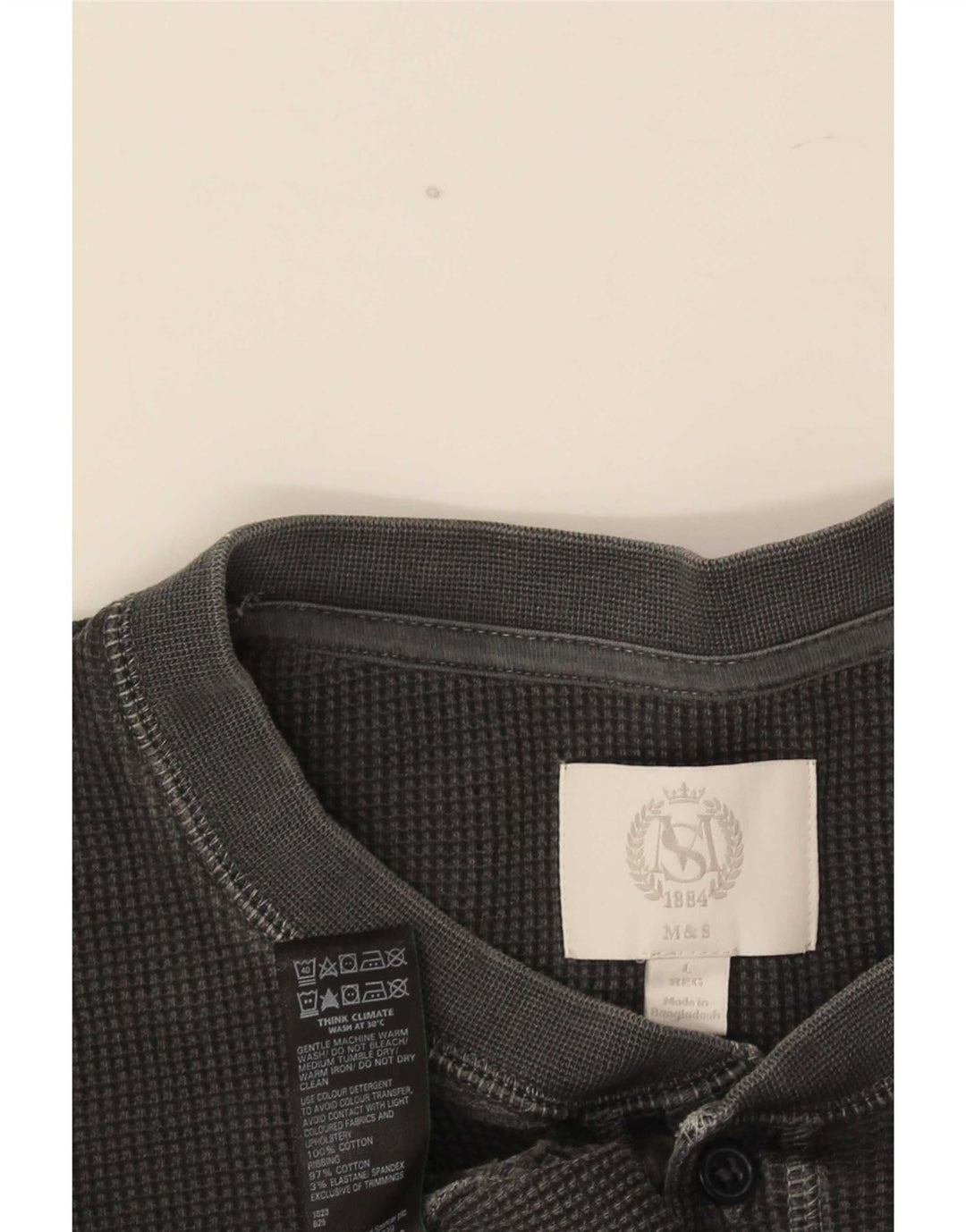 Marks & Spencer Męski top z długim rękawem, duży, szary, bawełniany