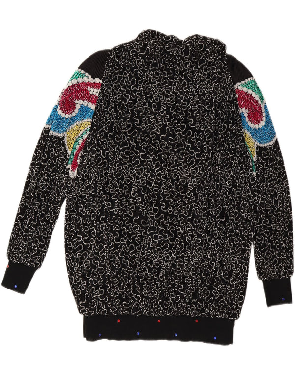 VIRGINIE Damski sweter oversize z dekoltem w kształcie litery V, UK 18 XL, czarny