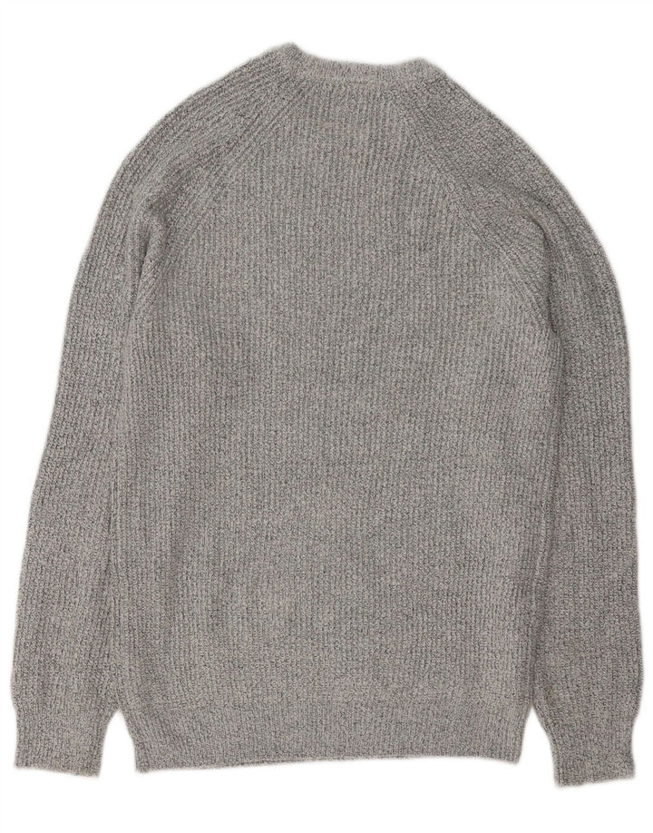 Marks & Spencer Męski sweter z okrągłym dekoltem, mały, szary poliamid