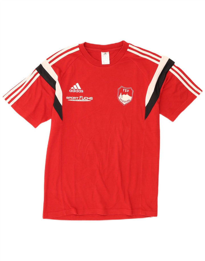 Męska koszulka z grafiką Adidas, bawełniana koszulka w kolorze średniej czerwieni