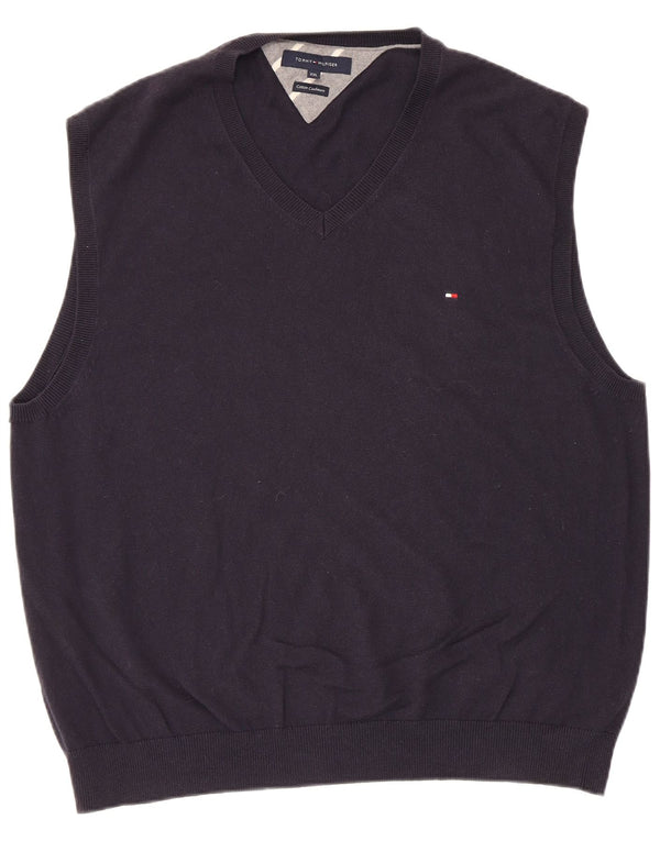 Tommy Hilfiger Mens Vest Tank Top 2XL Navy Blue Cotton