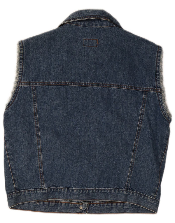 Damska kamizelka jeansowa Vintage Crop IT 48 XL, niebieska bawełna