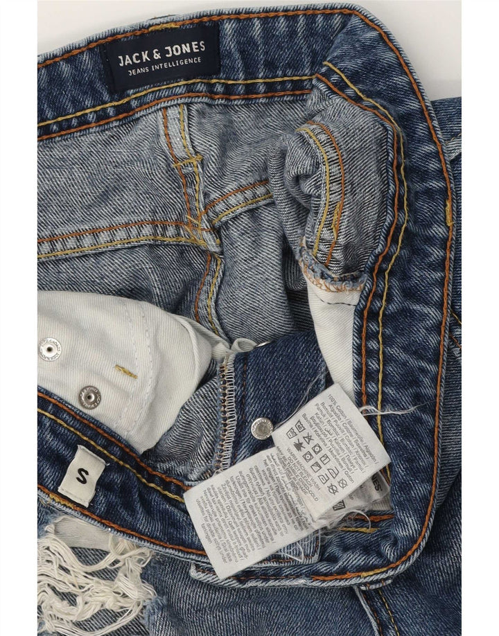 Męskie spodenki jeansowe Jack & Jones w trudnej sytuacji o regularnym kroju, małe W28, niebieskie, bawełniane