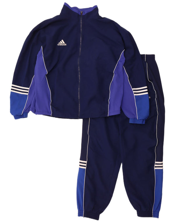 Adidas Męski pełny dres UK 48/50 XL Granatowy poliester z blokami kolorów