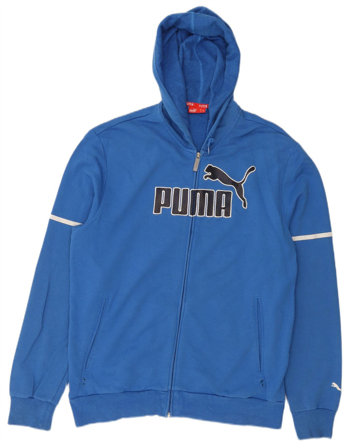 Męski sweter Puma z grafiką i zamkiem błyskawicznym, duży, niebieski, bawełniany