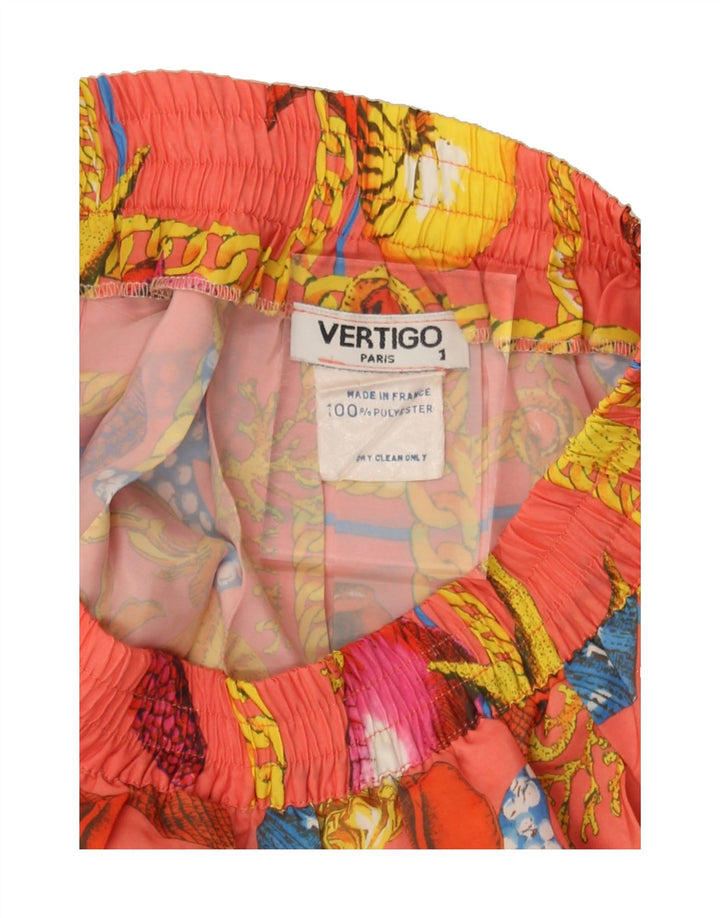 VERTIGO Womens Abstract Pattern Pleated Skirt  W28 Medium Pink Polyester Vintage Vertigo and Second-Hand Vertigo from Messina Hembry 