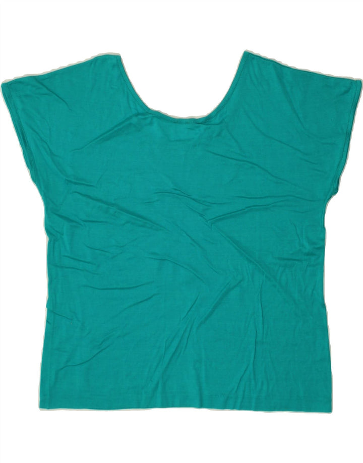 VINTAGE Womens Crop Blouse Top UK 14 Medium Turquoise Vintage Vintage and Second-Hand Vintage from Messina Hembry 