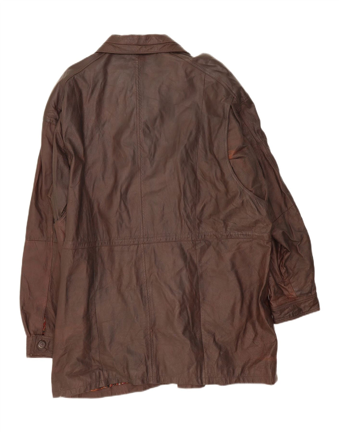 VINTAGE Mens Leather Coat UK 42 XL Brown Leather Vintage Vintage and Second-Hand Vintage from Messina Hembry 