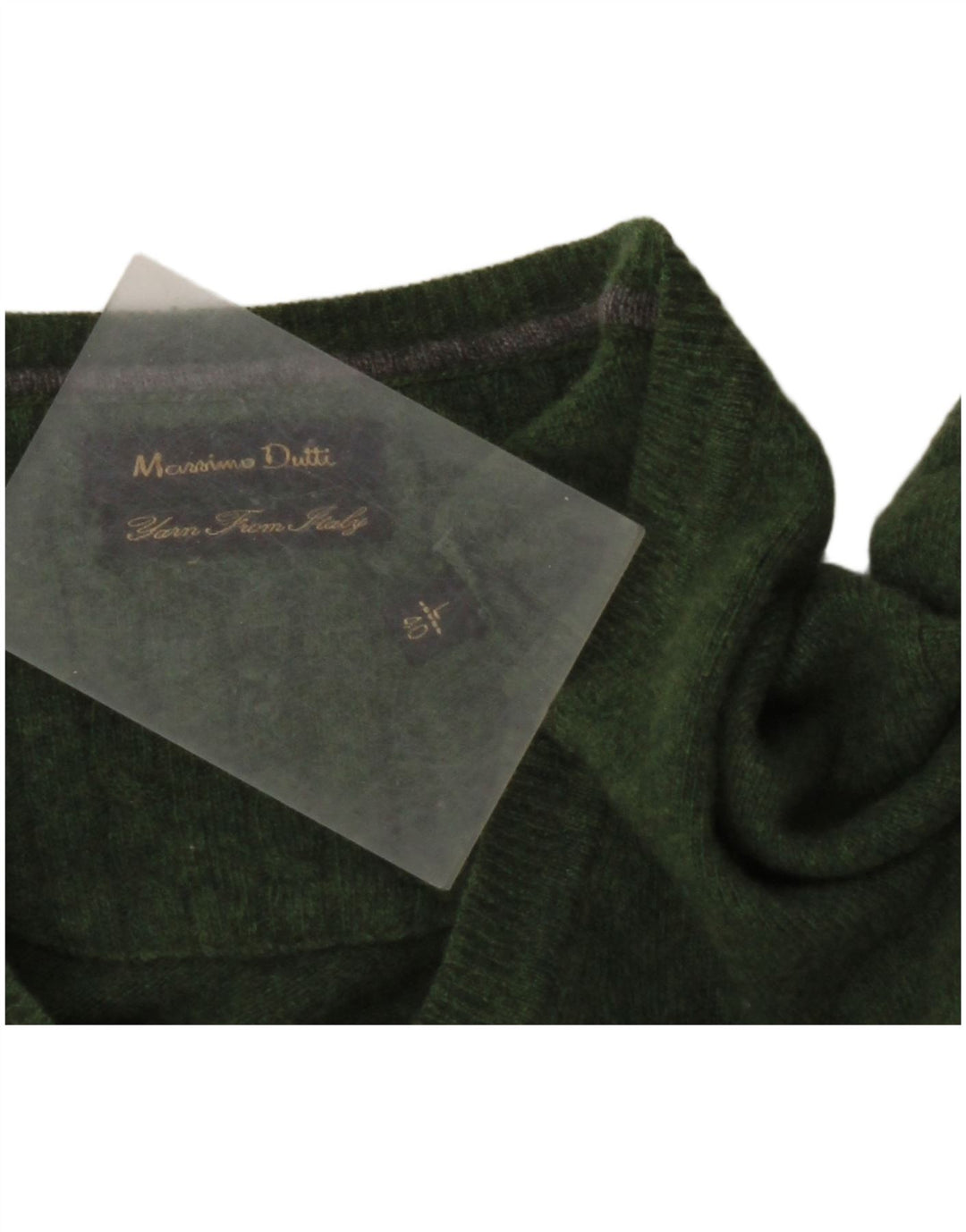 MASSIMO DUTTI Męski sweter z dekoltem w kształcie litery V, duży, zielony