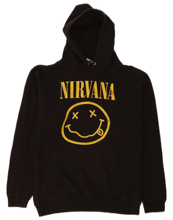 Męski sweter z kapturem Nirvana w stylu vintage, średnio czarny, bawełniany