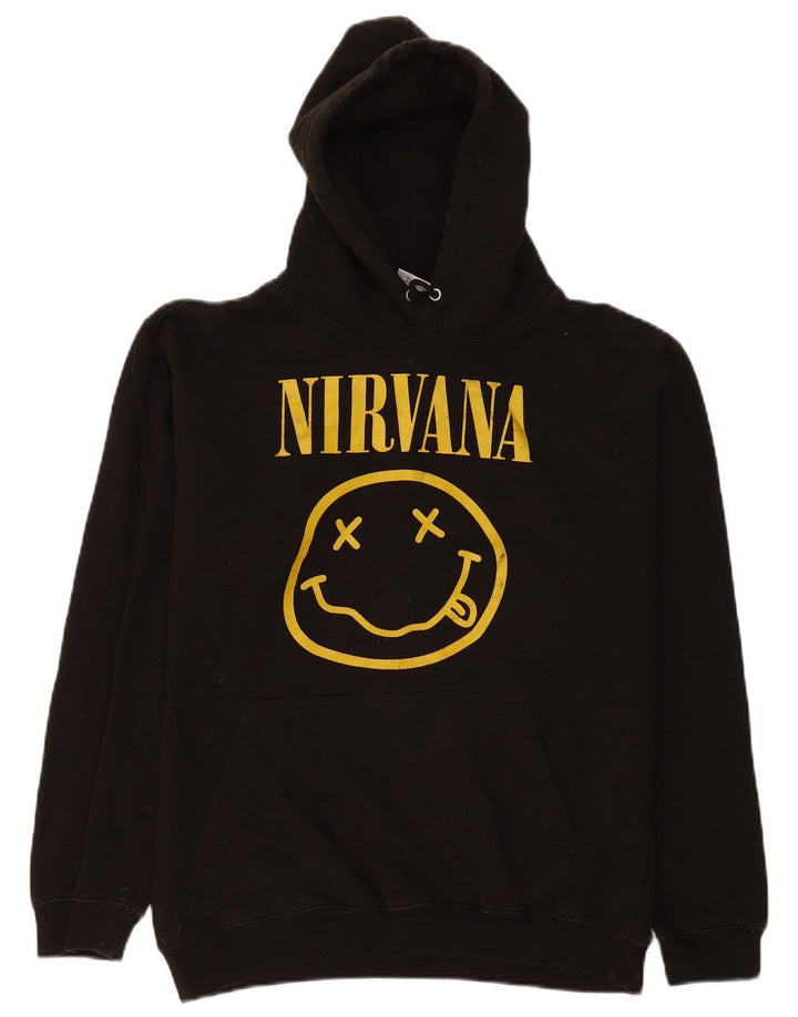 Męski sweter z kapturem Nirvana w stylu vintage, średnio czarny, bawełniany