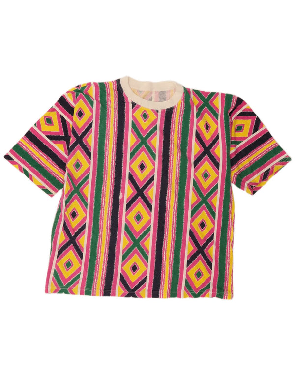 T-shirt damski w stylu vintage Top UK 16, duży, wielokolorowy, geometryczny
