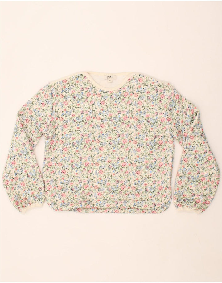 OASIS Womens Sweatshirt Jumper UK 10 Small Multicoloured Floral Polyester Vintage Oasis and Second-Hand Oasis from Messina Hembry 