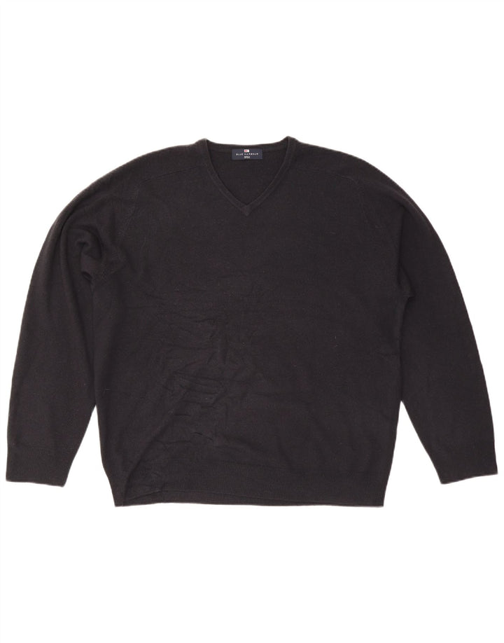 Męski sweter Marks & Spencer Blue Harbor z dekoltem w kształcie litery V, duży, granatowy