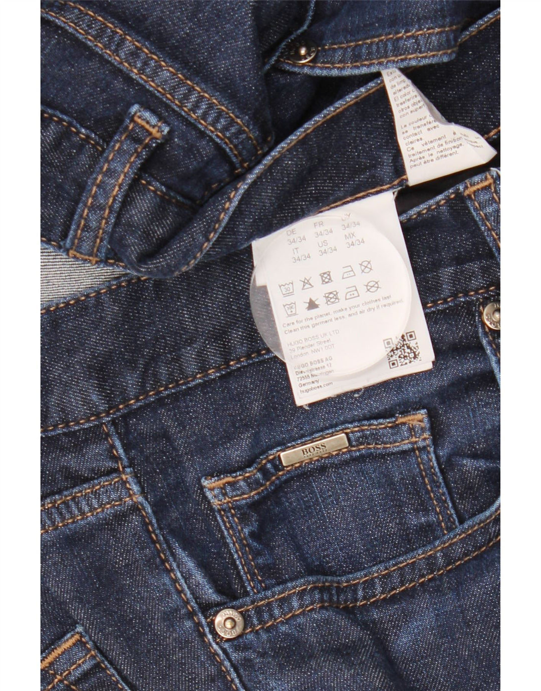 Męskie jeansy slim HUGO BOSS W34 L34 Granatowa bawełna