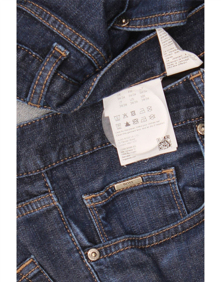 Męskie jeansy slim HUGO BOSS W34 L34 Granatowa bawełna