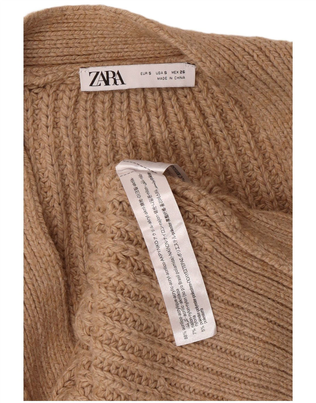 Damski sweter oversize bez rękawów ZARA UK 10 Small Brown