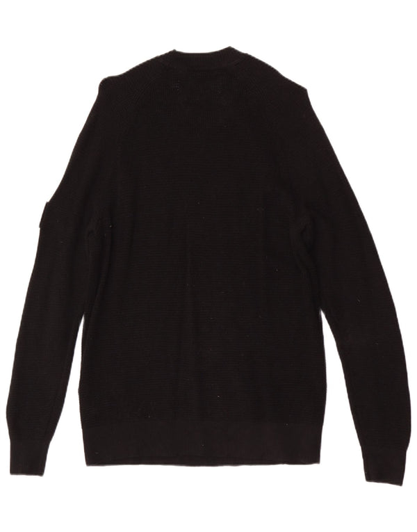 Calvin Klein Jeans Mens Crew Neck Jumper Sweater Small Black Wool