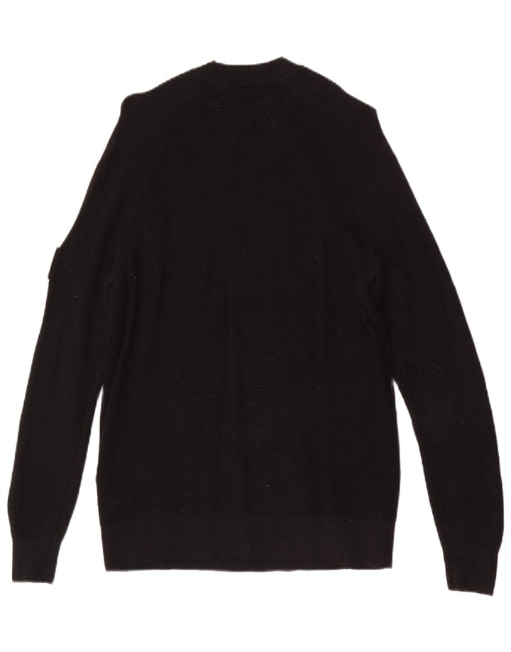 Męski sweter z okrągłym dekoltem Calvin Klein Jeans, mały, czarny, wełniany