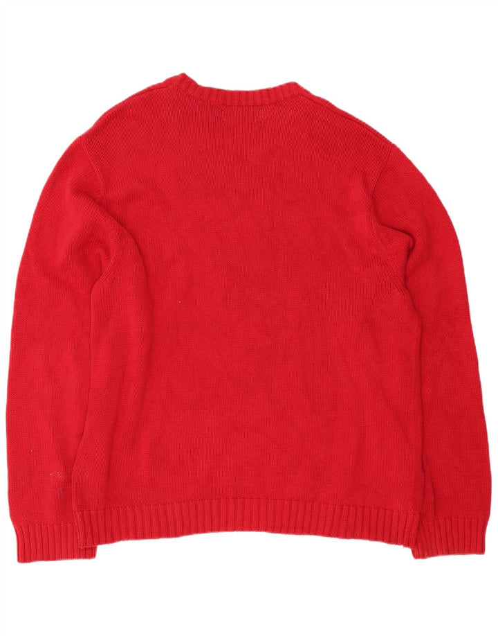 Męski sweter z dekoltem w łódkę Chaps XL, czerwony, bawełniany