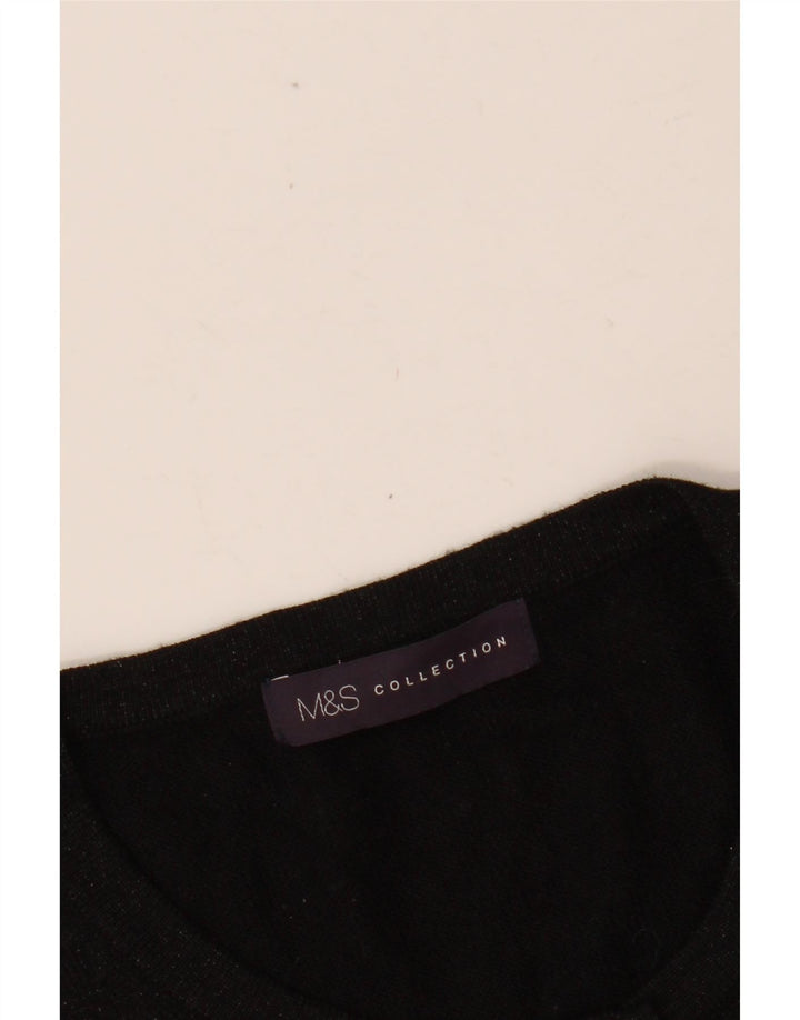 MARKS & SPENCER Damski sweter kardigan UK 14 Średni czarny nakrapiany