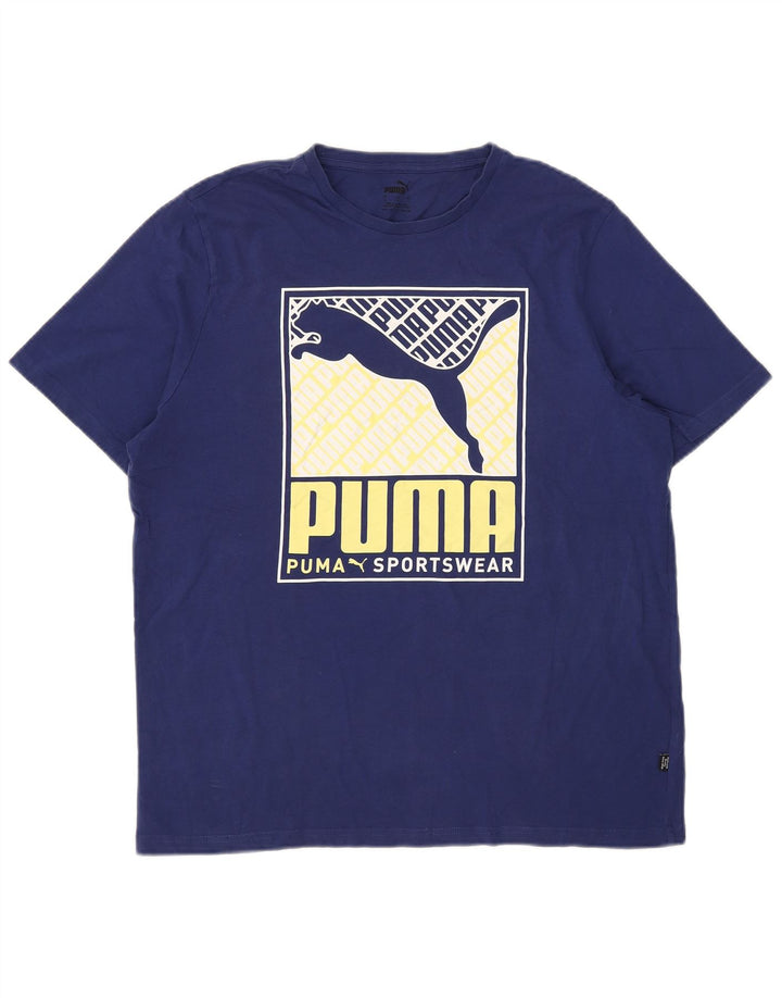 Męski T-shirt z grafiką Puma, duży, niebieski