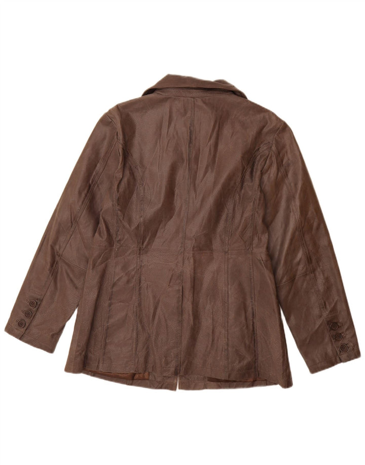 VINTAGE Womens Leather Jacket IT 44 Medium Brown Leather