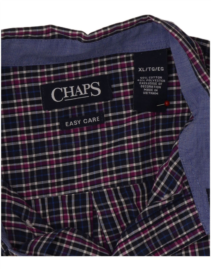 CHAPS Mens Big & Tall Shirt XL Navy Blue Check Cotton