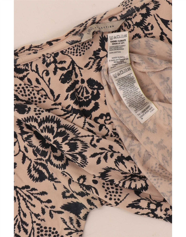 Marks & Spencer Damska bluzka z rękawem 1/2, UK 12, średni różowy kwiatowy