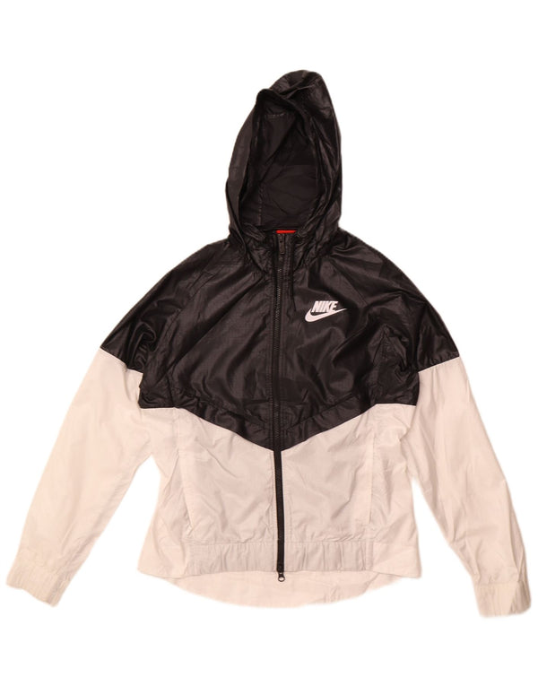 Nike Womens Hooded Oversized Rain Jacket UK 10 Small Black Colourblock