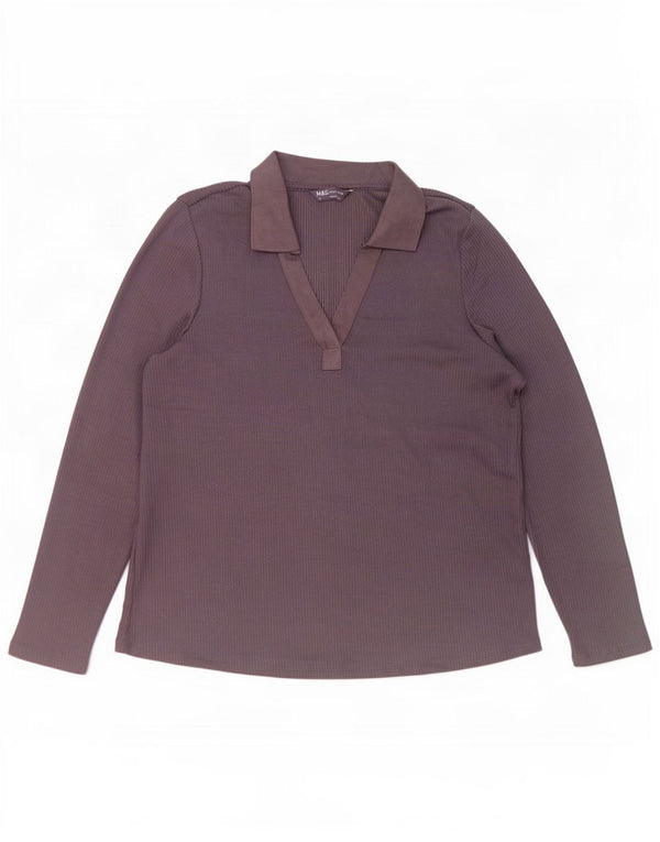 Damska koszulka polo Marks & Spencer z długim rękawem, UK 18 XL, fioletowa, poliestrowa
