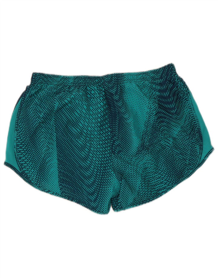 Damskie spodenki sportowe NIKE Dri Fit UK 10, małe, niebieskie, geometryczne, z poliestru