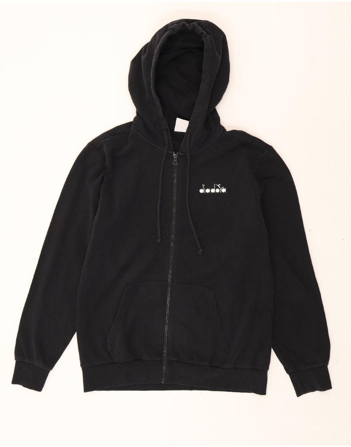 DIADORA Mens Zip Hoodie Sweater Medium Black Cotton Vintage Diadora and Second-Hand Diadora from Messina Hembry 